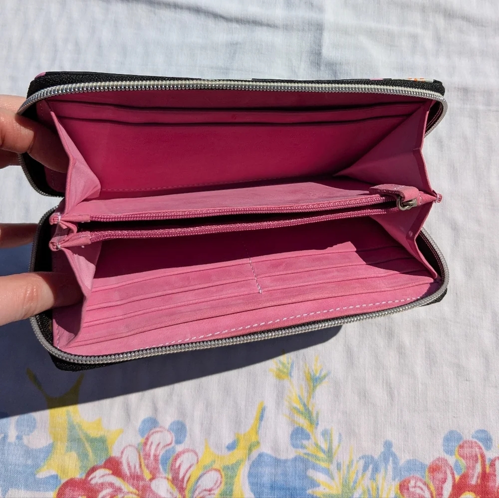 Wallet with Flowers on Black Background Pink Interior Designers Guild